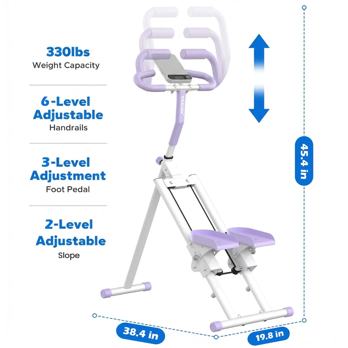 Stair Stepper with Handlebar - Extended Range Climber Machine for Leg and Core Workouts, High-Aesthetic Home Fitness Equipment for Women