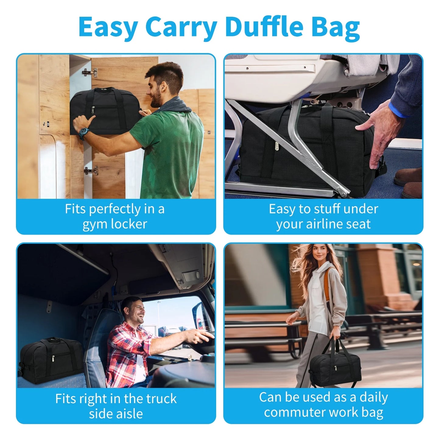 " 14"" Black Mini Duffel Bag for Travel and Gym, Polyester, Durable"